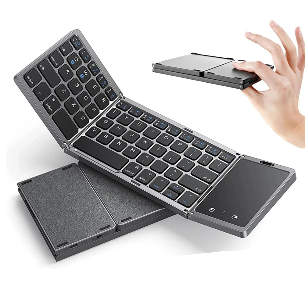 Teclado Dobrável KEBIDUMEI – Bluetooth, Touchpad, Compatível com Windows, Mac, Android e iOS Teclado Dobrável KEBIDUMEI – Bluetooth, Touchpad, Compatível com Windows, Mac, Android e iOS